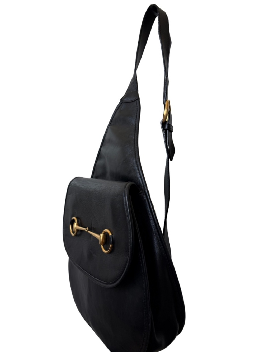 Vintage Gucci Horsebit Black Leather Sling Bag - Picture 5 of 9